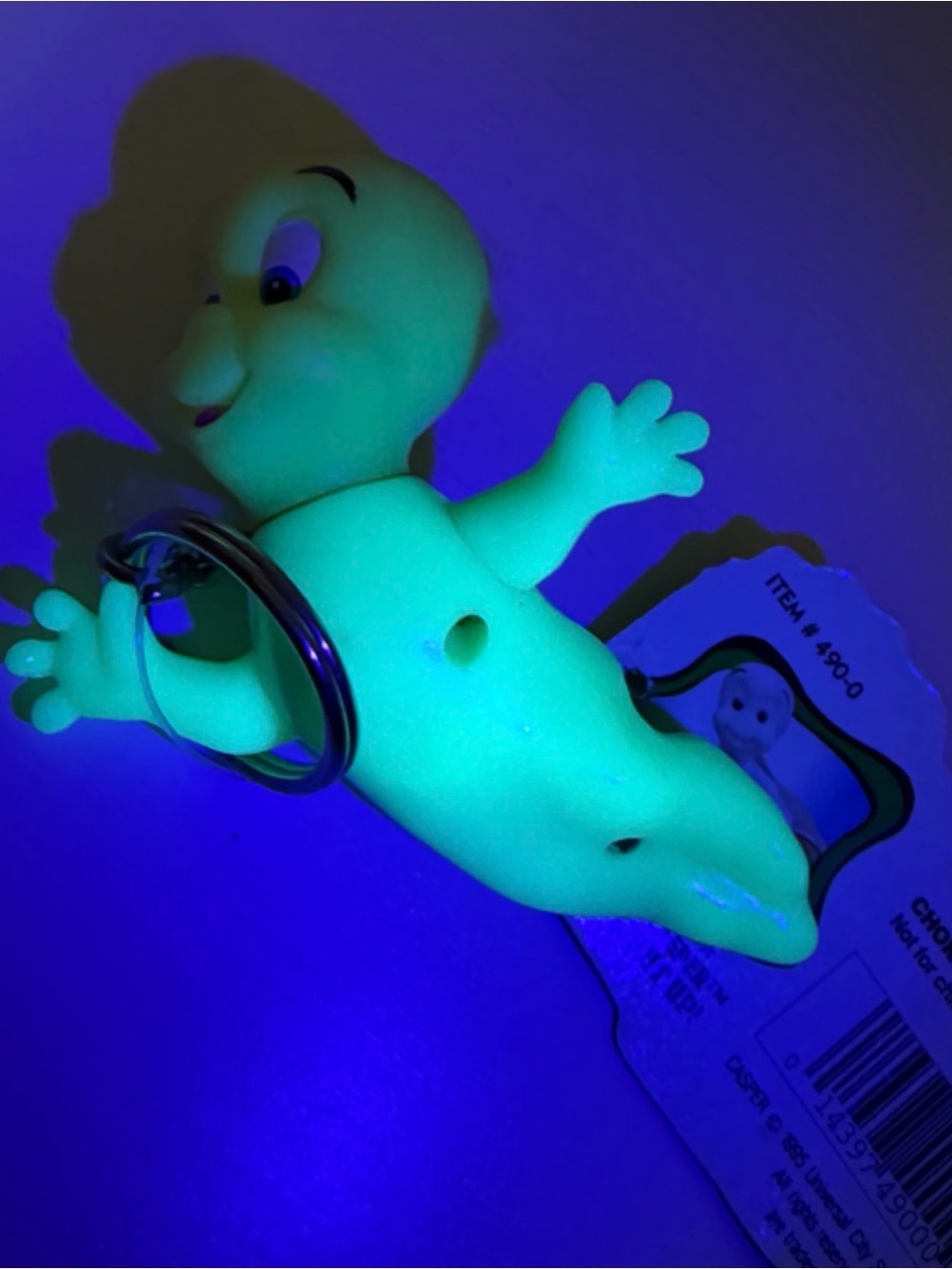 1995 Glow in the Dark Casper The Friendly Ghost Collectible Figure Keychain - Picture 3 of 6